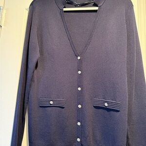 89th & Madison Deep Blue Cardigan with Button Accents
